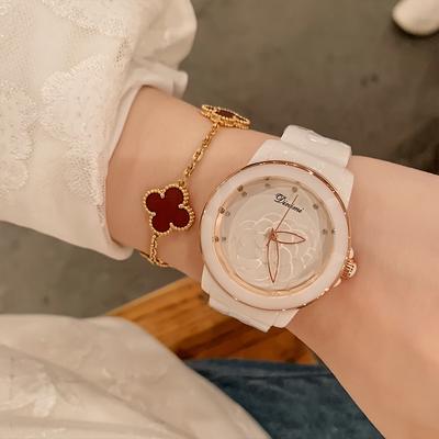 Light Luxury Women's Watch Fashion Niche Waterproof Quartz Women's Watch Full Ceramic Watch Camellia Women's Watch