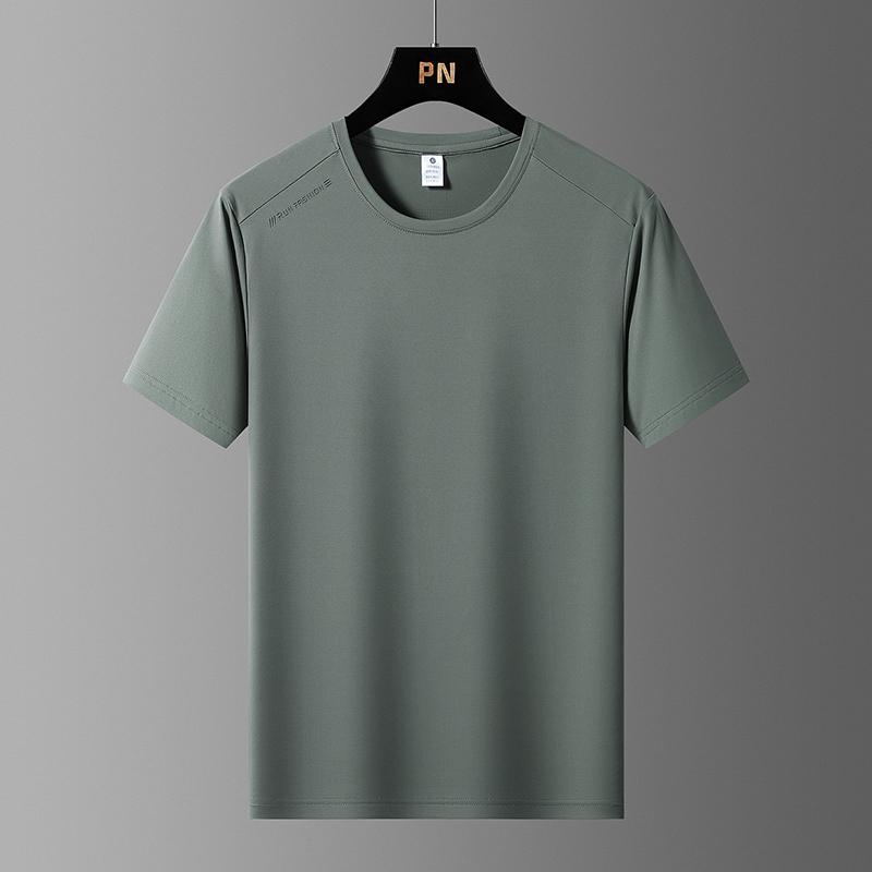

Dmao Ice Silk Short-sleeved T-shirt Men s Extra Large Loose Sweat-wicking Quick-drying Casual T-shirt 2XL армия зеленый