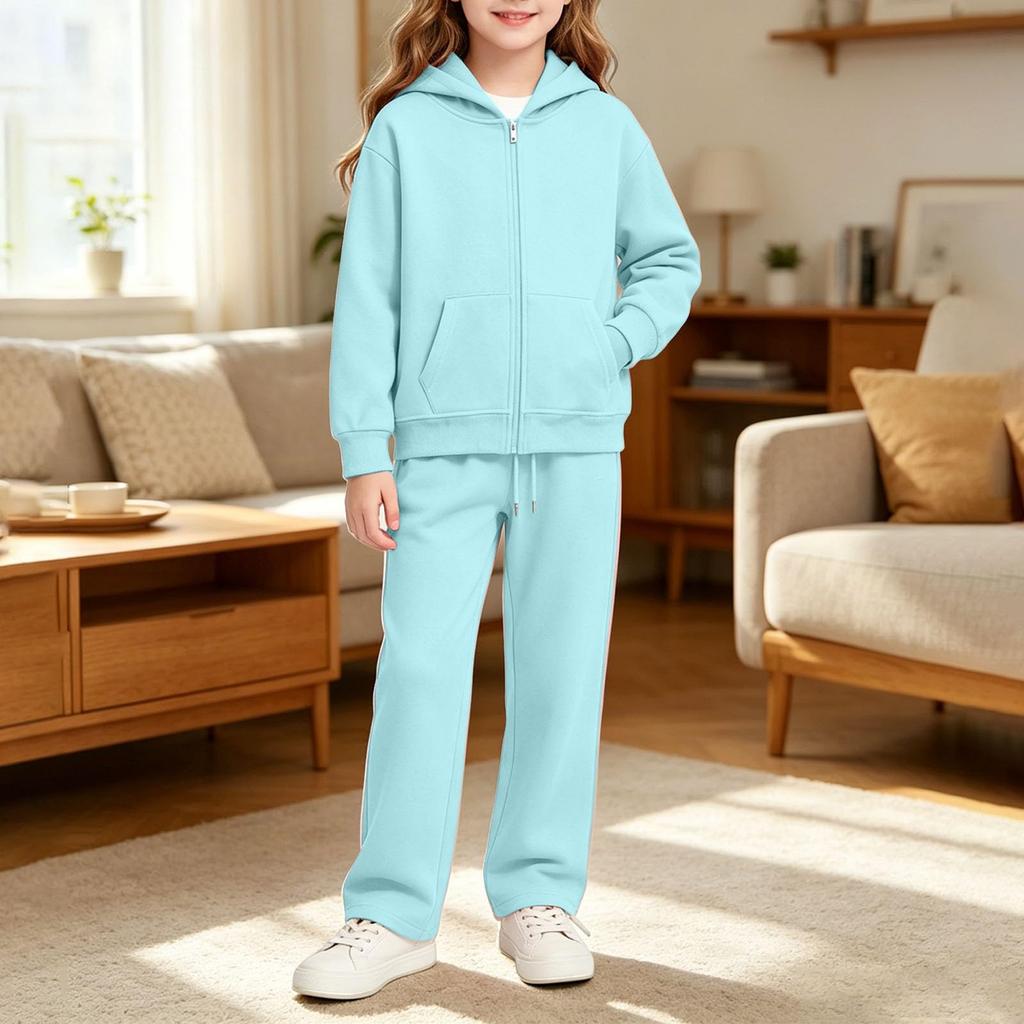 Youth Boys Girls Hooded Sweatshirt and Pants Set - Kids Sports Track Suit for Wear