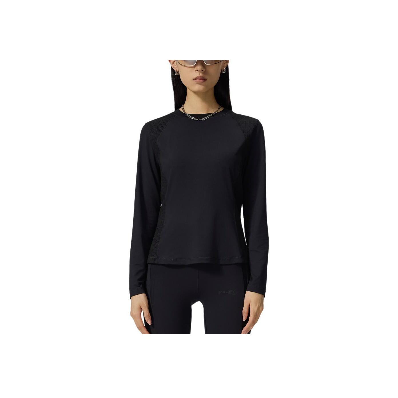 

SAUCONY Пуловер с круглым вырезом, однотонный, простой, удобный, модный, с длинным рукавом, женский топ SA1250LT83L-BK001 M
