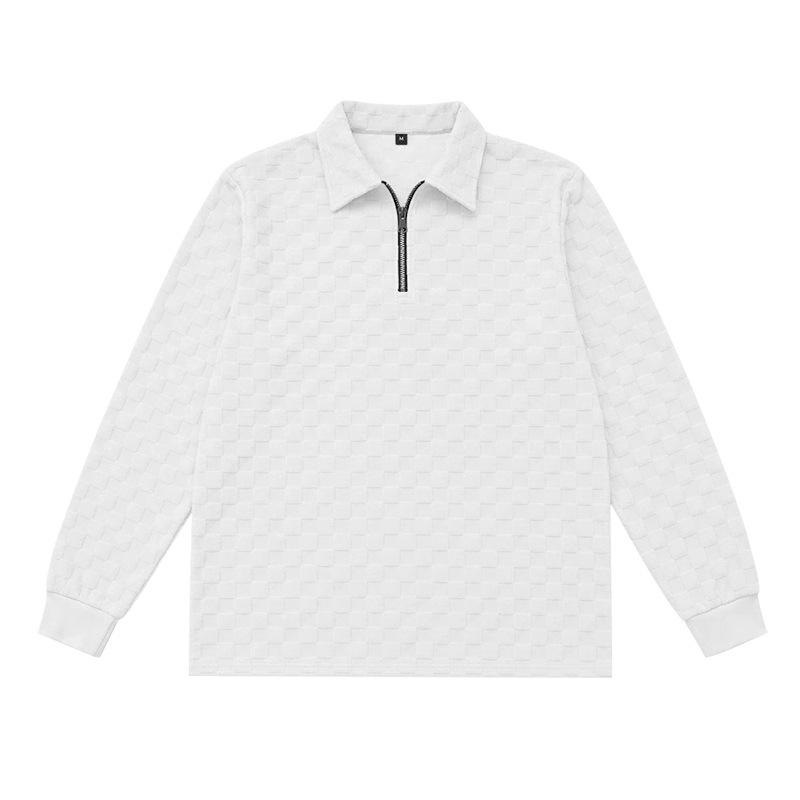 Men S Long Sleeve Half Zip Plaid Polo Shirt Casual Top