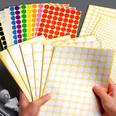 15 Sheets/set 6mm-100mm Self-Adhesive Dot Label Stickers Multi Color and Size Round Sticker for Decoration/Packaging/Sealing