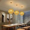 Bamboo Lantern Pendent Light Fixture Natural Rattan Wicker E27 Bulb Chandeliers Pendent Lamp Restaurant Home Decorative Lighting