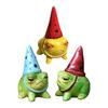 Resin Frogs Statue with Party Hat Handcrafts Model Figurine Statue For Home Desktop Shelf Display Yard Patios Decoration