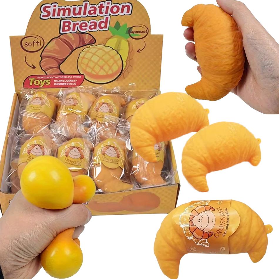 Squishy Croissant Squeeze Toy Cute Stress Ball Super Soft Food Creative Simulation Bread Anti-Anxiety Toys Fidgeting Pinch Toys