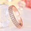 Korean Style Women's Double Row Rhinestone Open Ring