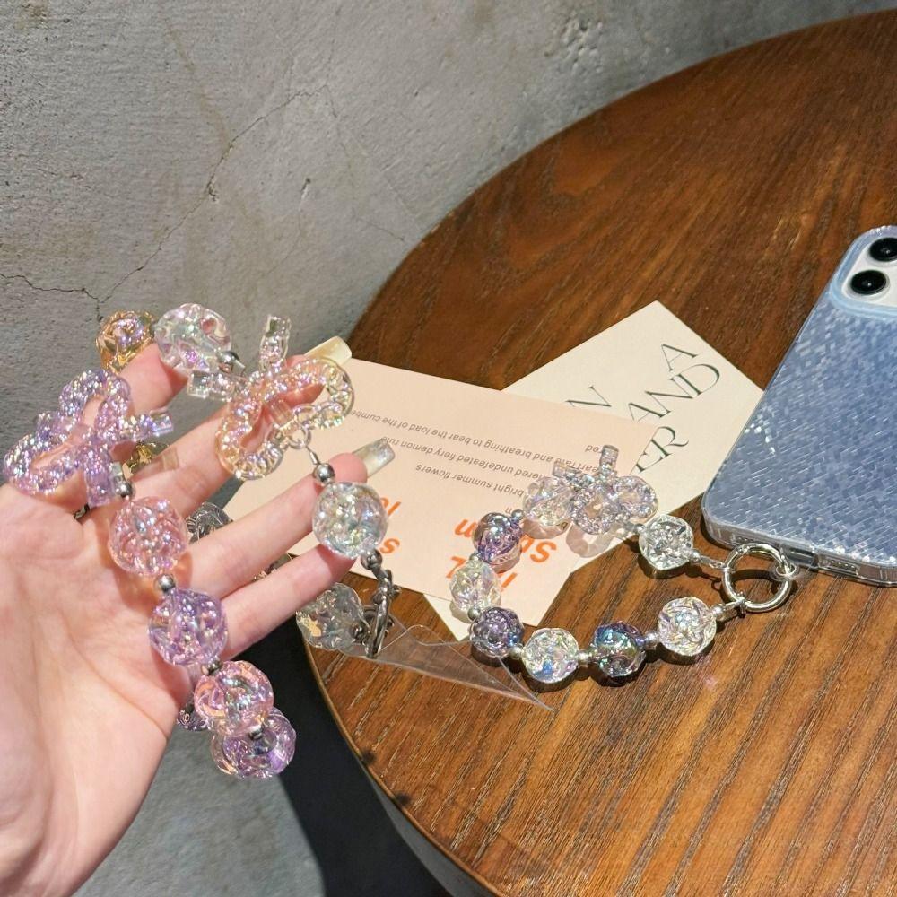 Bag Hanging Sweet Candy Keychain Irregular Transparent Beads Pendant Beaded Phone Chain  Gifts