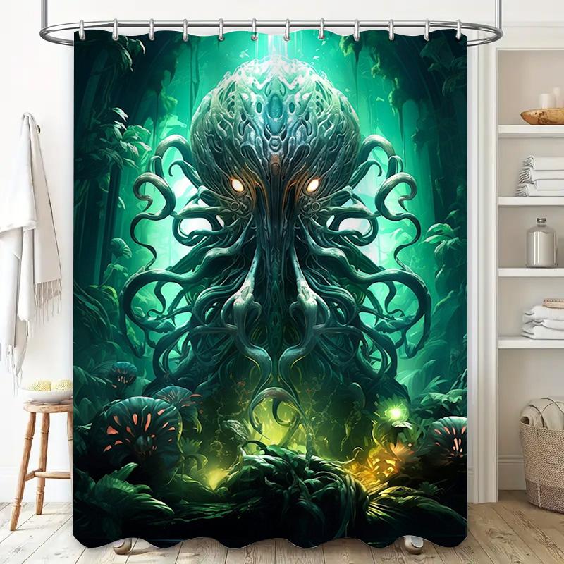 Fantasy Octopus Shower Curtain Waterproof Fabric Modern Bathroom Decor