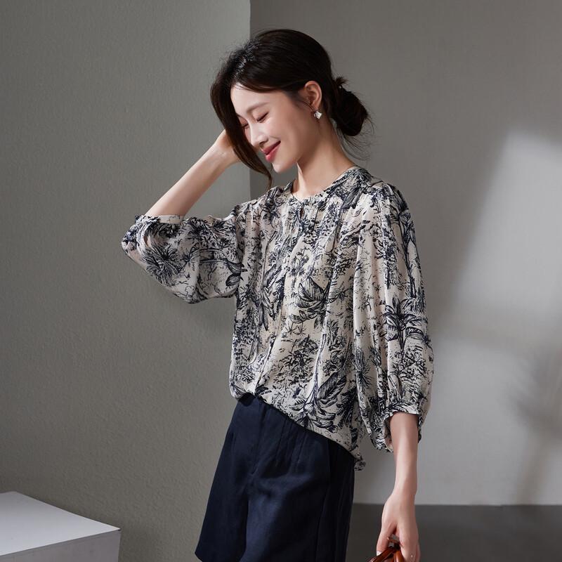 SOFSIL Women s 100% Mulberry Silk Printed Blouse L