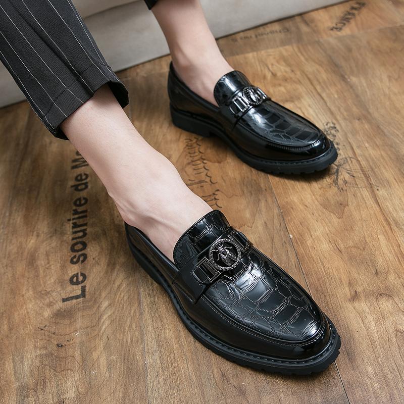 Men’s Loafers Dress Shoes Blue Leather Shoes Men Black Retro Formal Shoes Tuxedo Wedding Blazers Saddle Shoes Over Sized