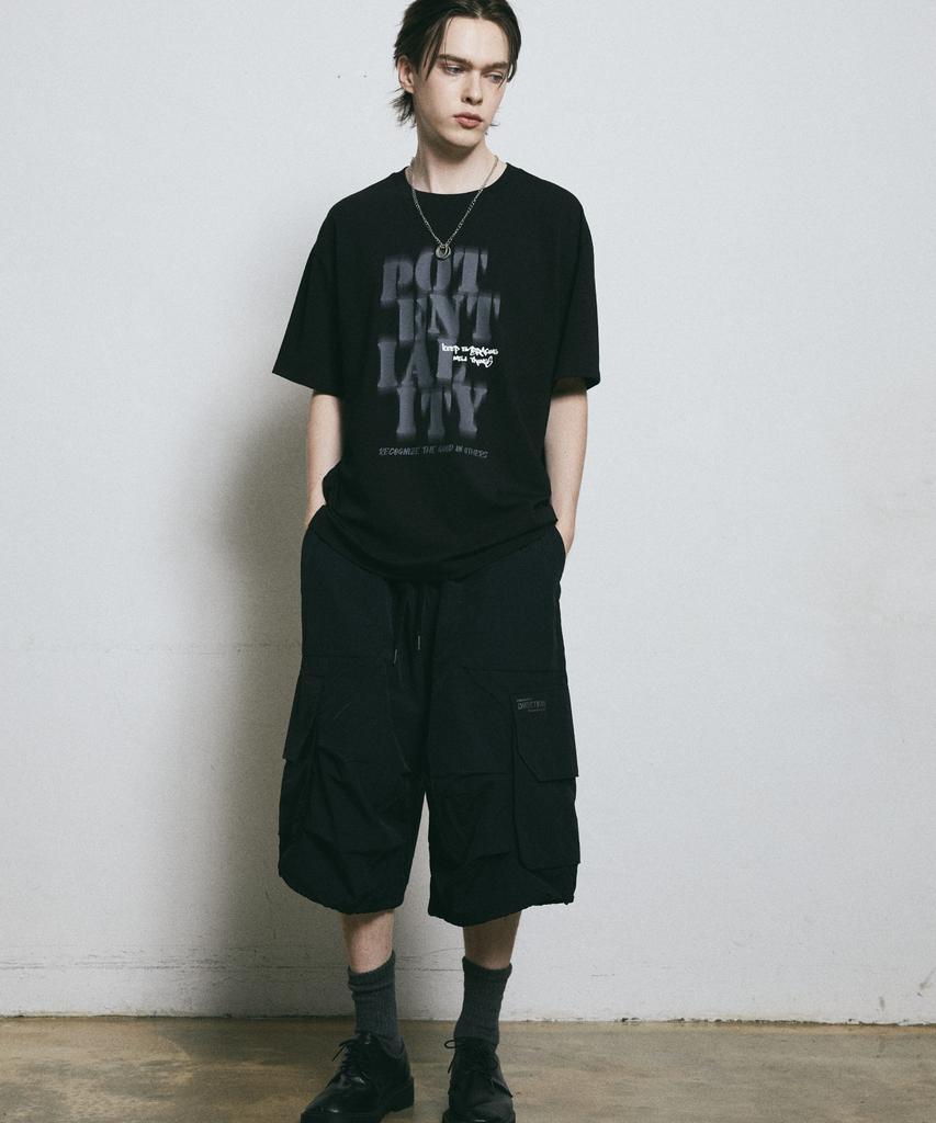 BUNKERBUSTER Grunge Lettering Print Short Sleeve T-Shirt Mq7Tu426_Black