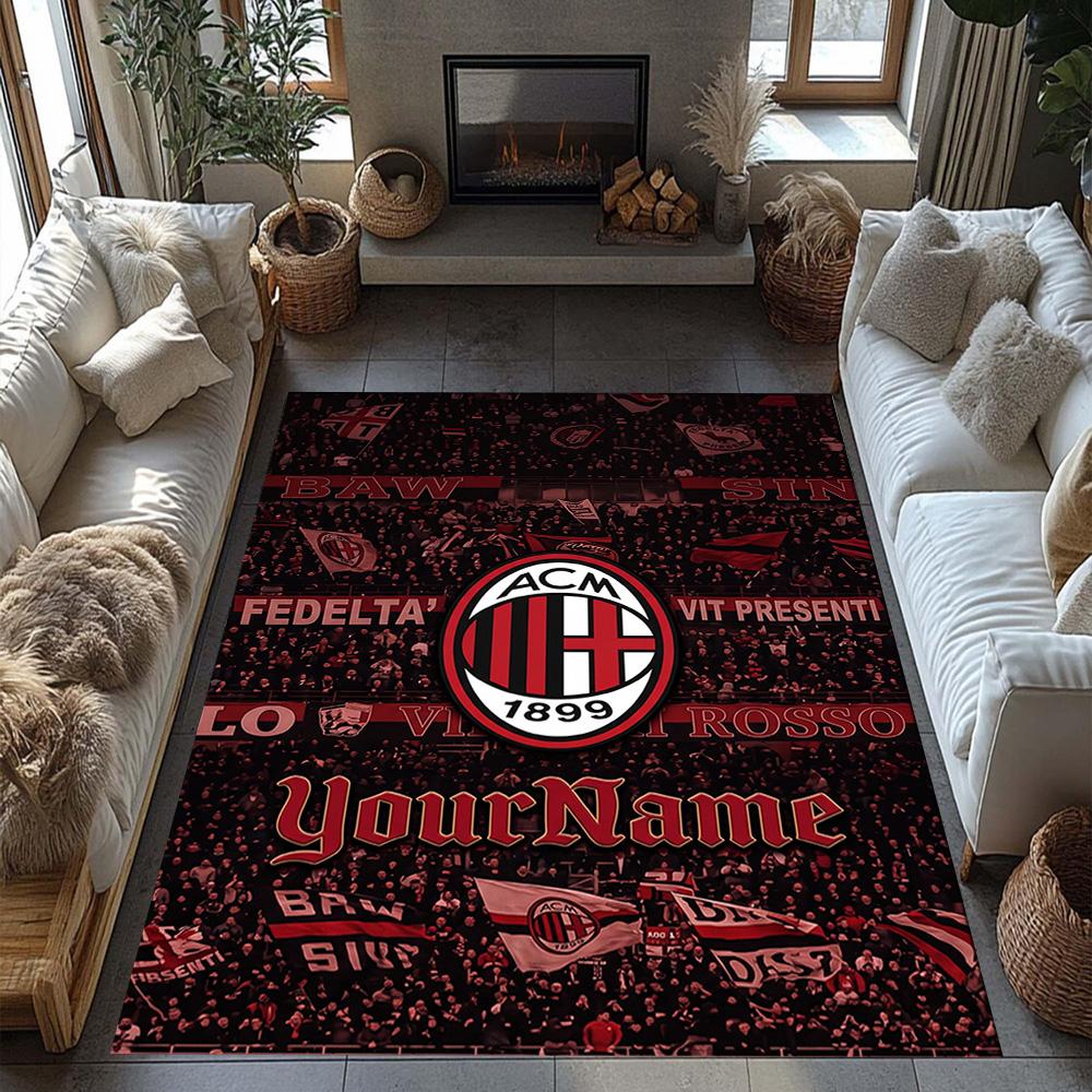 Ac Milan Personalized Text Area Rug Suitable for Decorate room Dormitory Game Room Bedrooms Antislip Carpet Anime Office Decor Wedding Party Gift