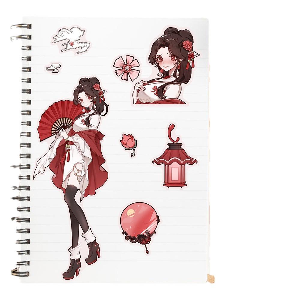 8 Chinese Style Girl Outfit Guka Stickers DIY Hand Account Small Card Mobile Phone Case Decoration Korean Ins