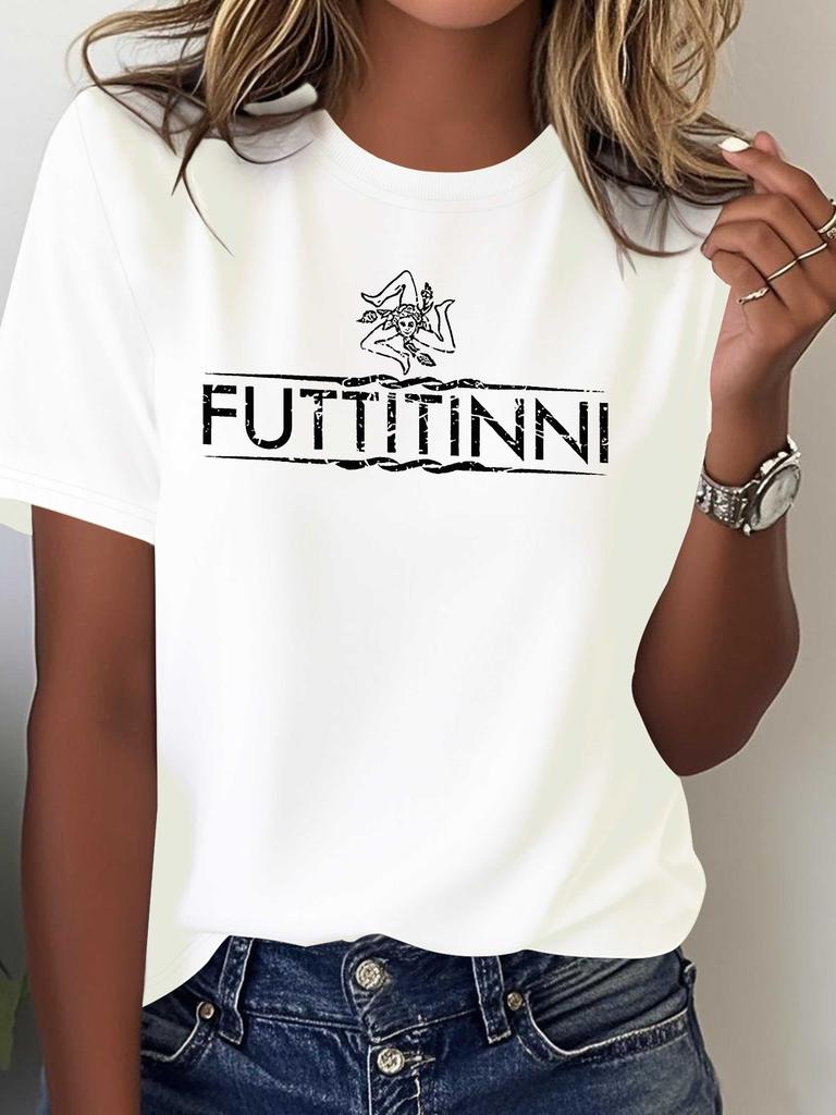 Patterns Italy Sicilia Pure Women's Printed T-shirt Comfortable and Versatile Casual Short Sleeves