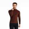 Men's Velvet Base Layer Semi-High Neck Fleece Long Sleeve Warm Top