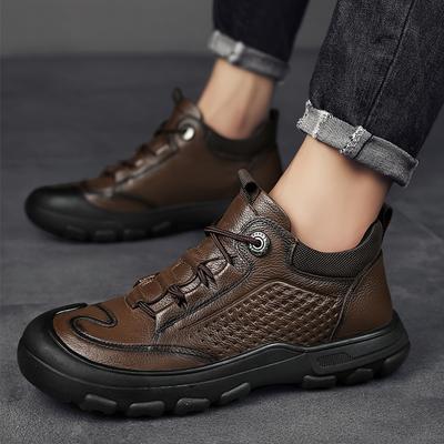 Spring Autumn New Mens Casual Shoes Versatile Non-Slip Men Footwear Vintage Style Male Hiking Shoes Lace-Up Handmade Ankle Boots