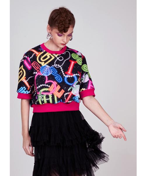 GREEDILOUS Neon Lettering Crop Top