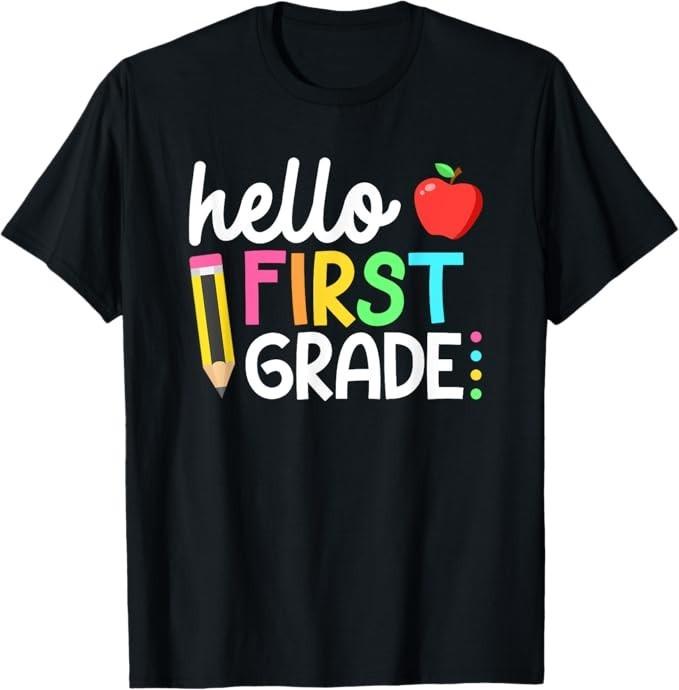 Hello First Grade Team 1st Grade Back To School Teacher Kids T-Shirt