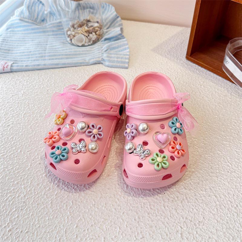 Non-slip Princess Flower Summer 2026 Girls' Sandals - Baby & Home, Outdoor, Parent-Child Slip-on Shoes