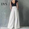Casual Women Bottoms Pants High Waist Pure Color Oversized Wide Leg Trousers with Belt Pockets Loose Fit Business Soft Breathable