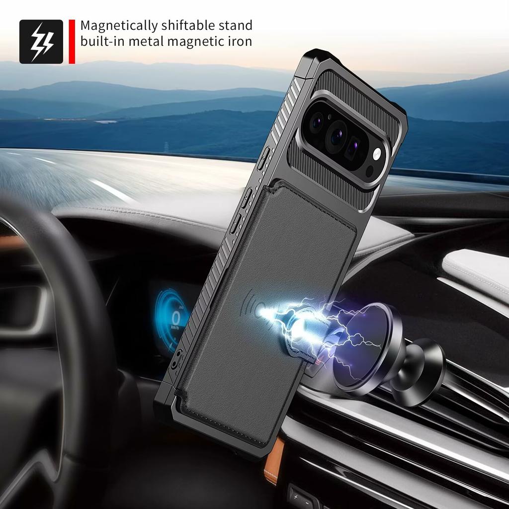 Suitable for Google 8A Mobile Phone Case, Google 9Pro Multi-function Car Magnetic Bracket Insert Card Anti-drop Leather Case