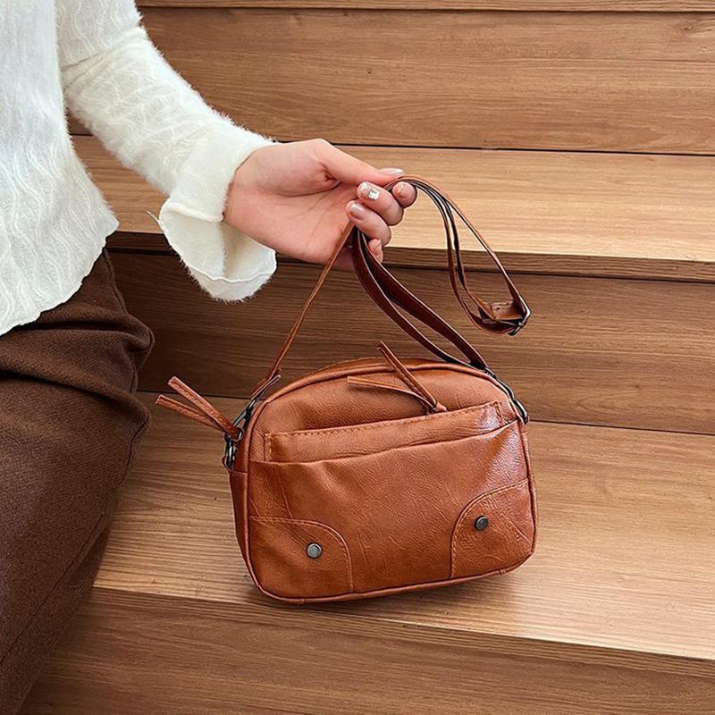 Vintage Simple Women Tašky přes rameno Malá kabelka Crossbody Phone Peněženka Pack Měkké PU kožené čtvercové tašky Messenger