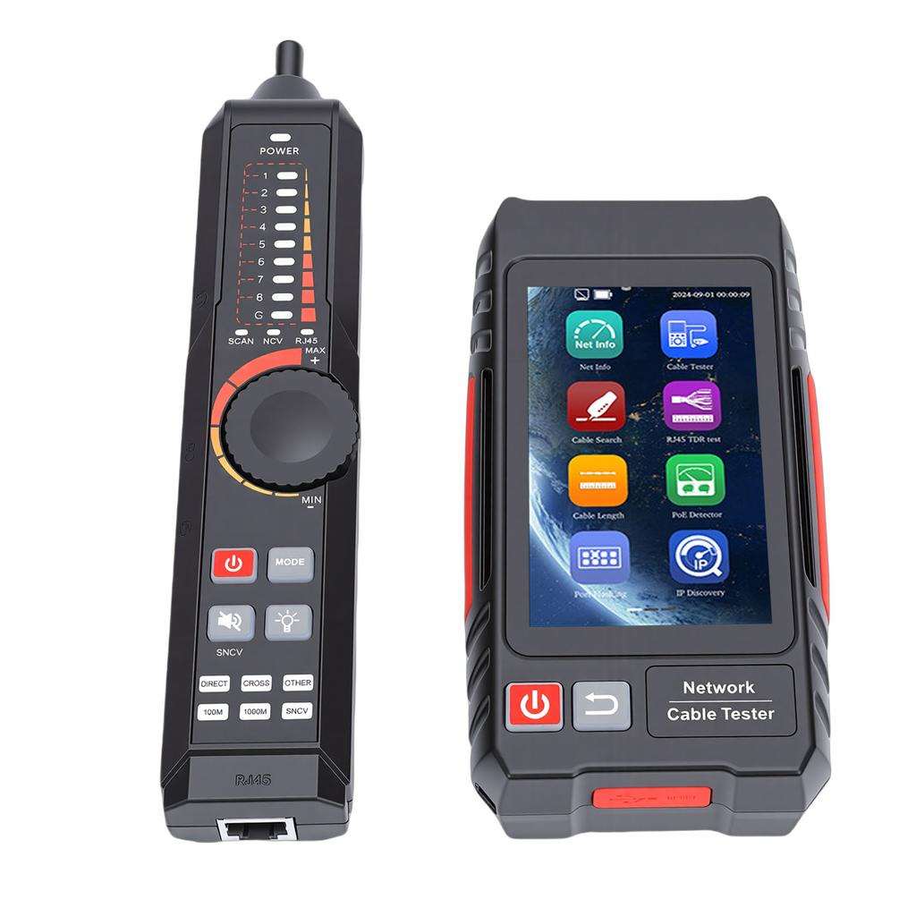 Network Cable Tester Multifunction RJ45 UTP Ethernet Cable 4in IPS Touch Screen Support Network Tools VFL OPM POE++