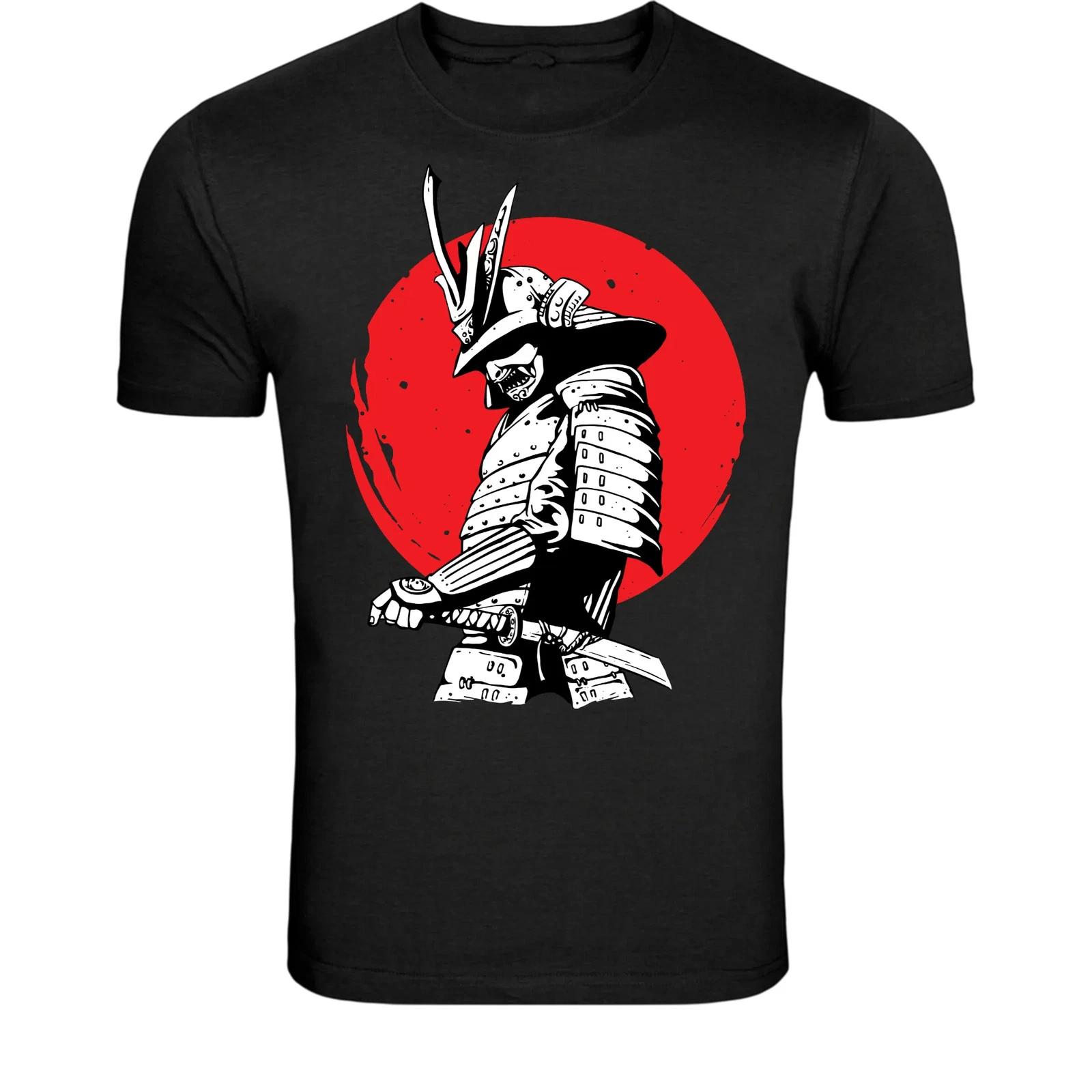 Samurai Warrior Red Sun T-Shirt - Japanese Ronin Katana Graphic XXL