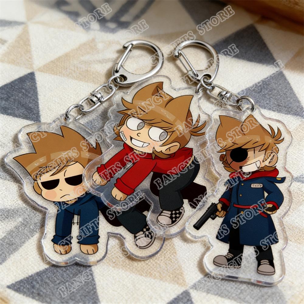 Popular Eddsworld Tord Keychains for Accessories Bag  Anime Comic Ringo Edds Meme Keyrings Jewelry Gamers Fans Friends Gifts