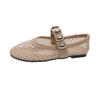 Foreign trade large size metal buckle mesh Mary Jane single shoes women's 2025 summer new European and American fashionable flat comfortable shoes