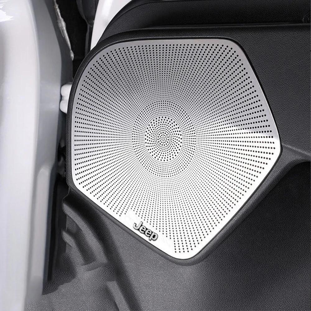 For Jeep 4Pcs Car Audio Decorate 3D Aluminum Badge Emblem Sticker For Jeep Grand Cherokee Wrangler JK Gladiator Compass Reneg