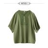Plus Size Women Loose Embroidered V Neck Three Quarter Sleeve Casual T Shirt Top