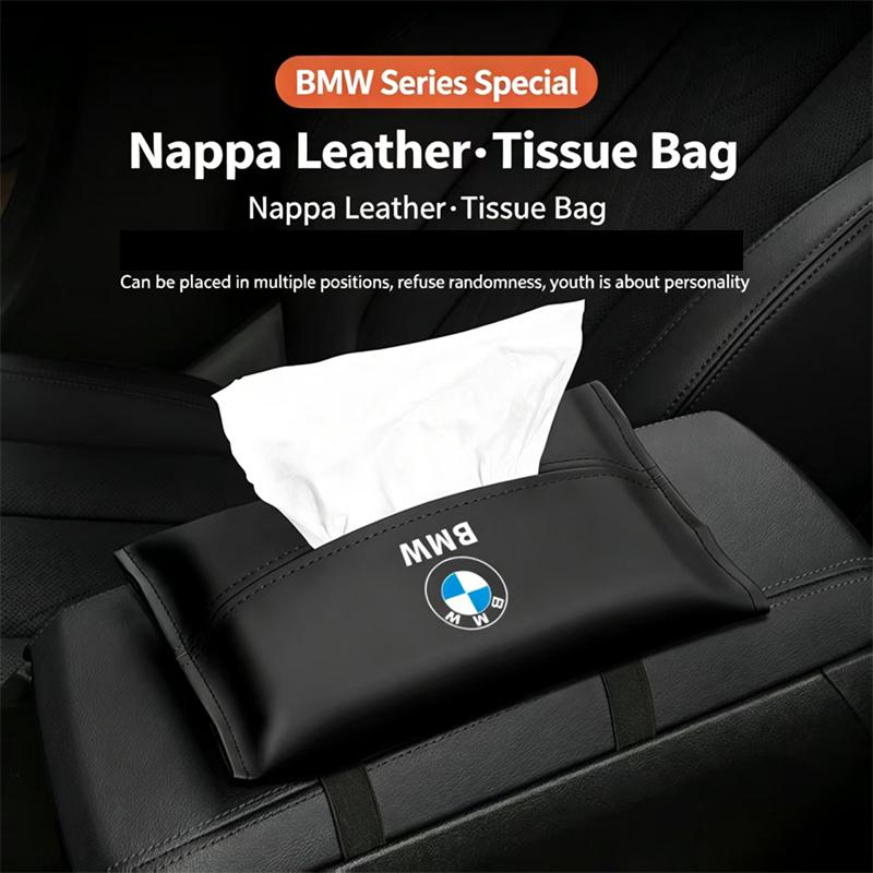 Sticker Car Tissue box Leather Paper Tissue Storage Box For BMW M X5 X6 F30 F34 F10 F20 G20 G30 G01 G02 G05 F15 F16 3 5 7 Series GX6