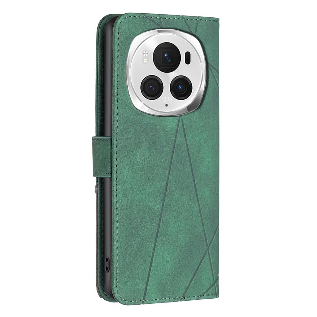 BINFEN COLOR Für Honor Magic6 Pro 5G Handyhüllen Brieftasche Ständer Geometrie Geprägte Lederhülle