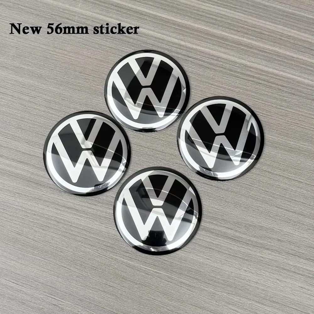 2026 For VW Car Sticker 4pcs Black silver 56mm/60mm/65mm Car Wheel Center Hub Caps Sticker Badge Accessories For VW Volkswagen R GTI G PR1