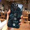 Different Phases Moon Tempered Glass Phone Case For iPhone 17 16 Pro Max 15 14 13 12 11 Pro 17Air 16E 7 8 Plus XR XS X Cover