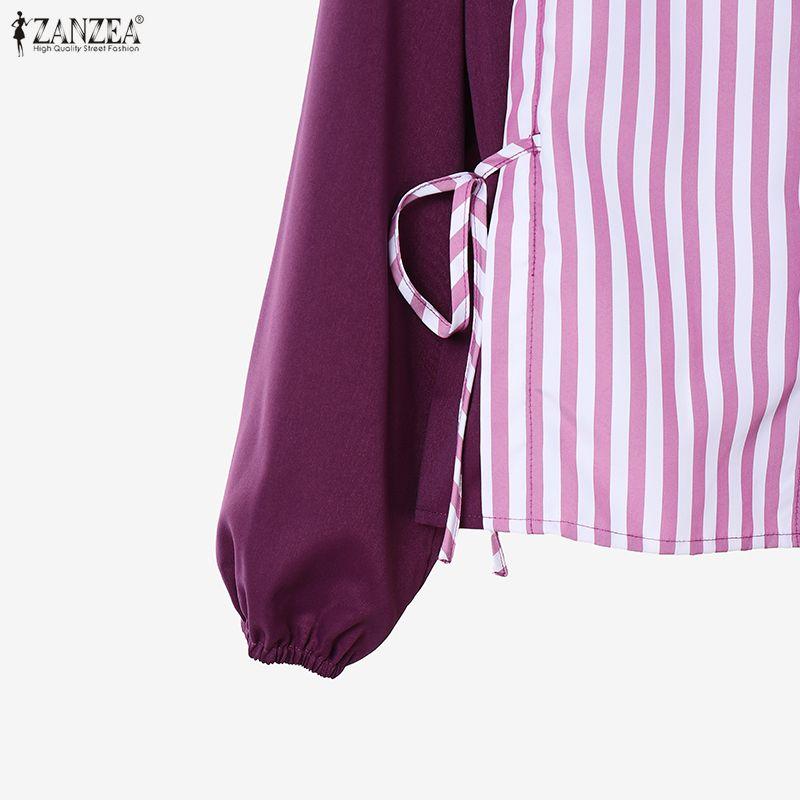 ZANZEA Women Long Sleeve Stripe Blouse and Long Skirts Casual Two Piece Sets