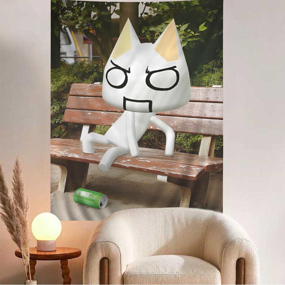Inoue Toro Cute Cat Hippie Tapestry  Bohemian Decor for Living Room Bedroom Dorm Soft Fabric Vivid Print