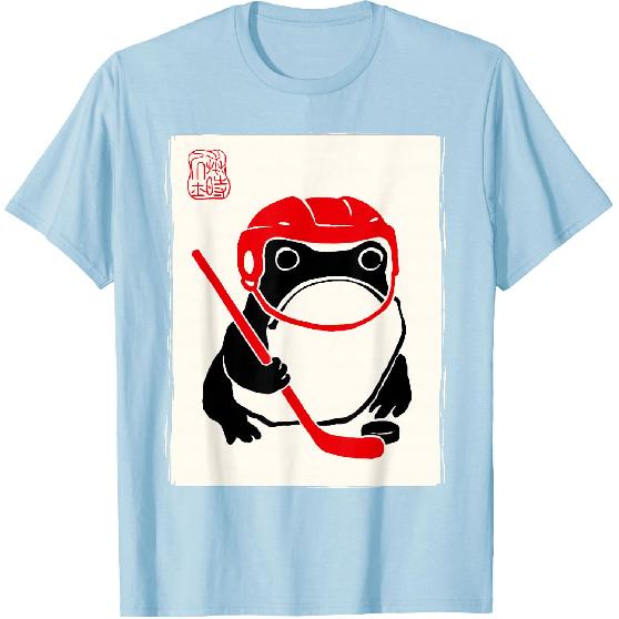 Ice Hockey Japanese Grumpy Frog Funny Hockey T-Shirt