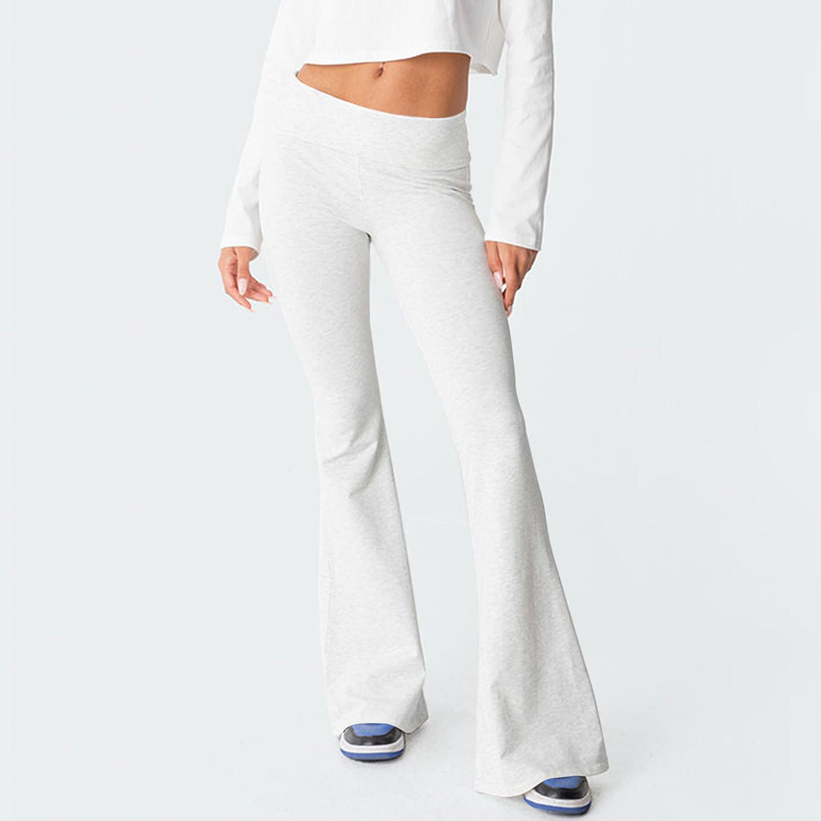 

Женские осенние и зимние повседневные домашние расклешенные брюки для йоги, повседневные однотонные спортивные брюки S белый