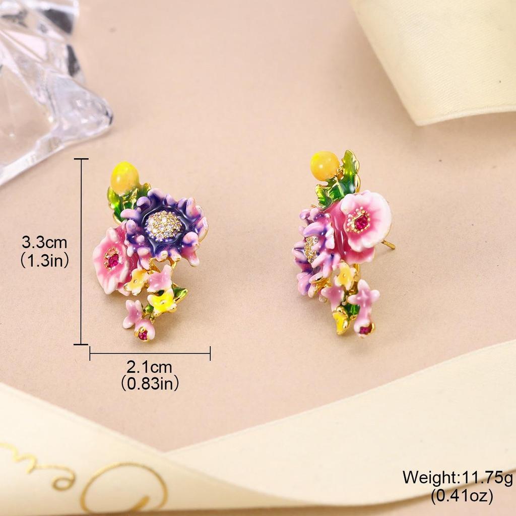 Gradient Mori Pearl Flower Earrings, Spring/Summer 2025. Silver Needle, Fresh Color-Preserving Studs.