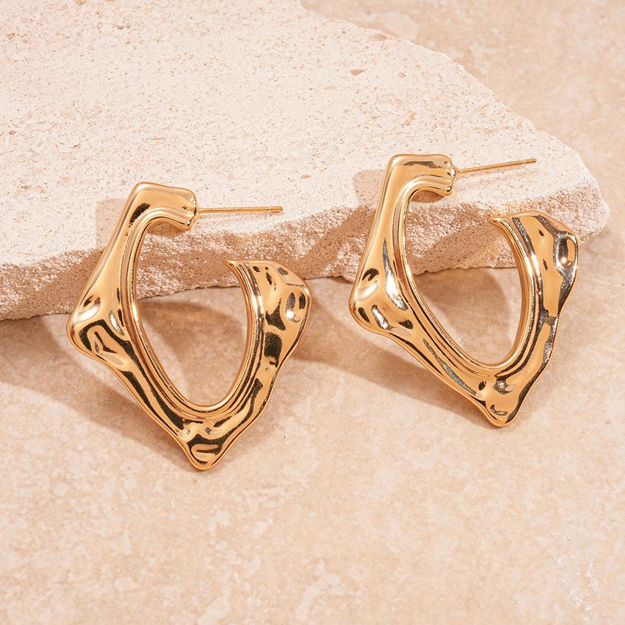 Metallic irregular geometric rhombus silver needle earrings niche high-end personalized simple earrings women