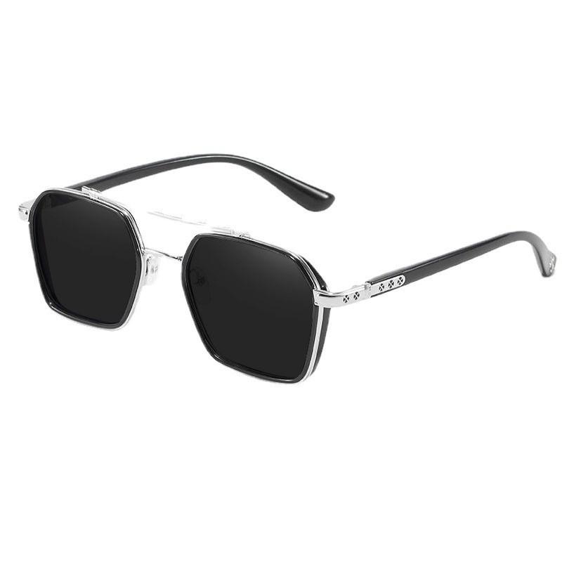 Men's Day & Night Color-Changing Double Bridge Sunglasses - Anti-UV, Trendy Driving Shades