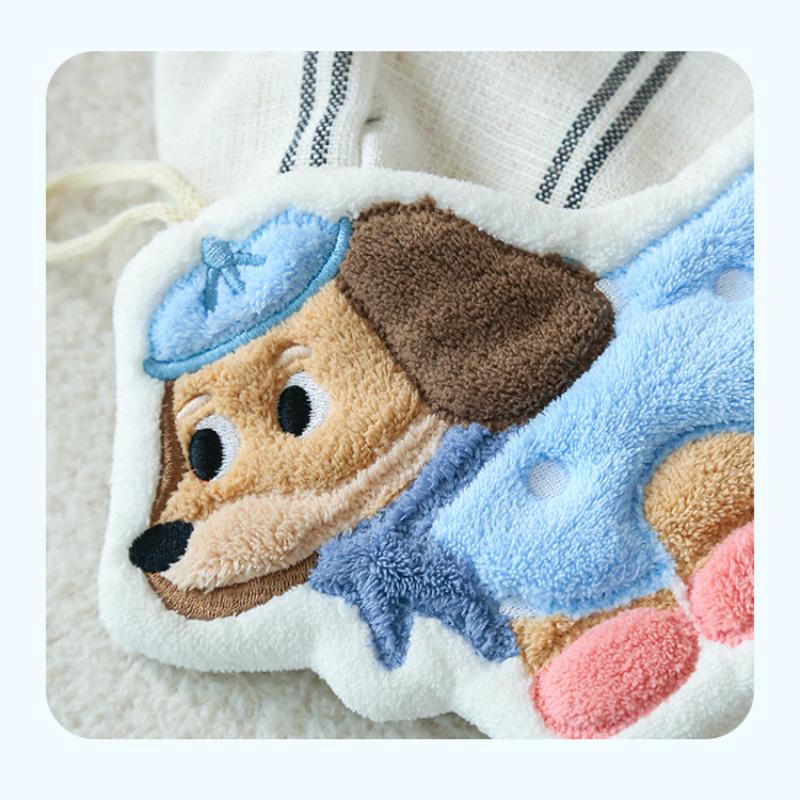 Hanging Style, Thickened, Super Absorbent, Cute Cartoon, Hand Towel, Coral Fleece, Small Square Towel, Dual-use for Kitchen and Bathroom