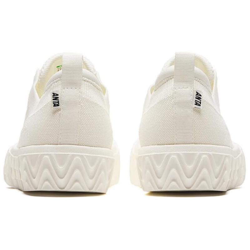 Anta Flyknit Breathable Low-Top Skateboard Shoes Women's White Sneakers 122428014-4