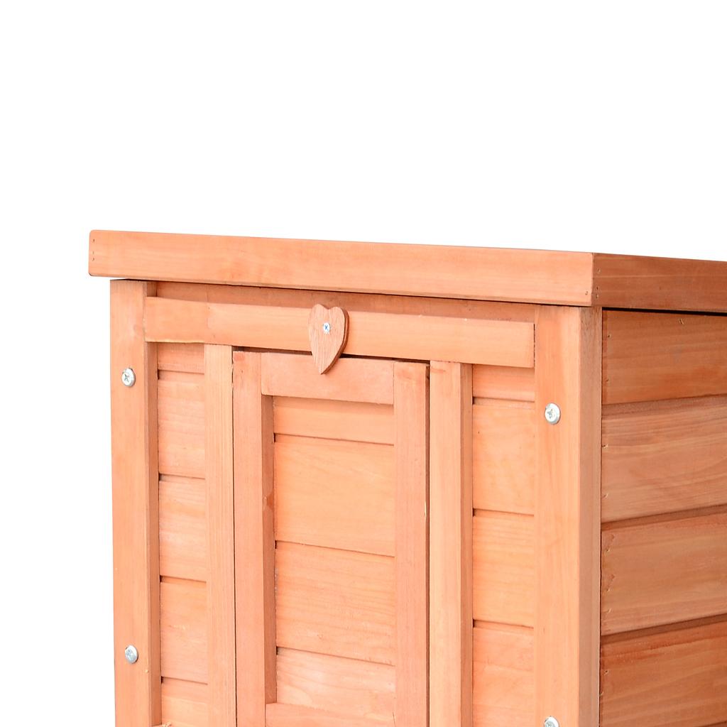 Outdoor Wooden Rabbit Cage with Asphalt Roof and Non-Slip Ramp, 42x51x43cm, Red Orange
