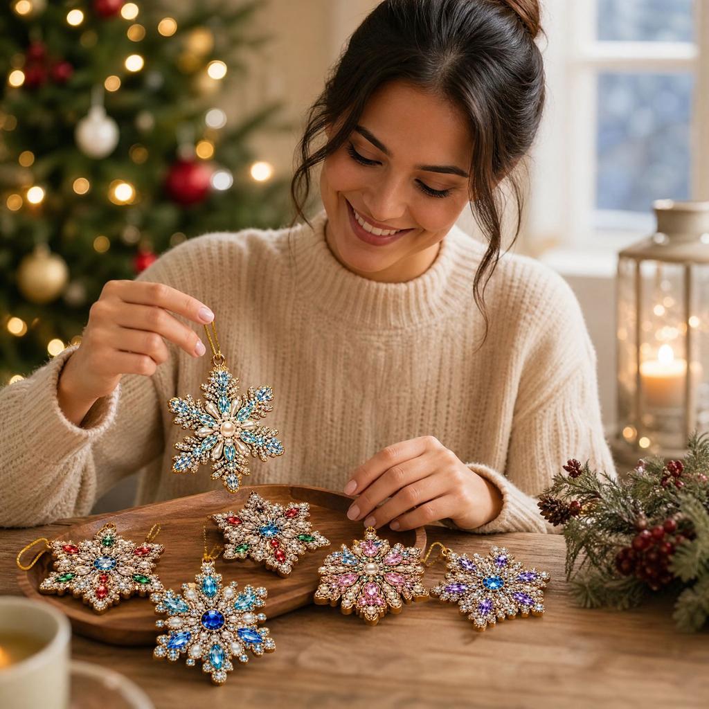 Christmas Wooden Decorations Set of 6 Wood Holiday Ornaments for Indoor Home Decor