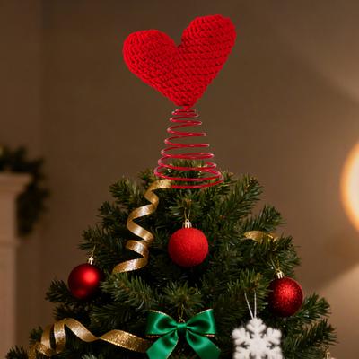 Ornements d'artisanat en fil rouge d'amour de Noël Décorations de vacances pour sapin de Noël de bureau