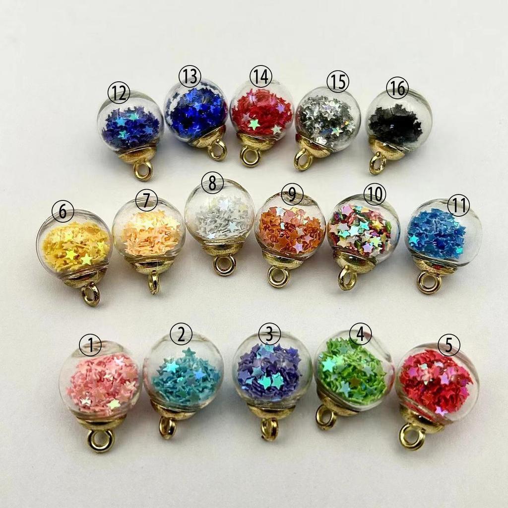 Glass Round Ball Star Sequin Pendant Earrings & Keychain Accessories