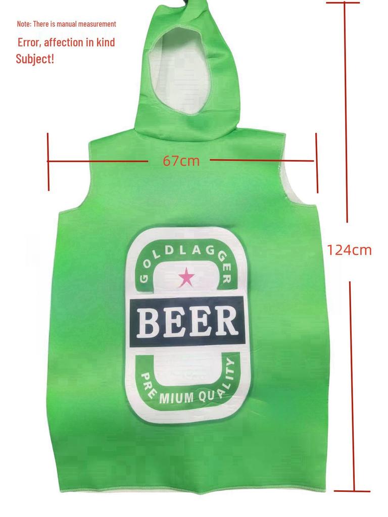 Costume Cosplay da Birra di Halloween Transfrontaliero per Adulti - Divertente Outfit da Palco Verde